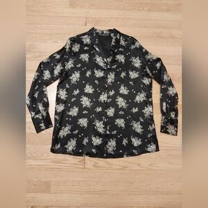 Vintage 100% silk Gap floral shawl collar blouse